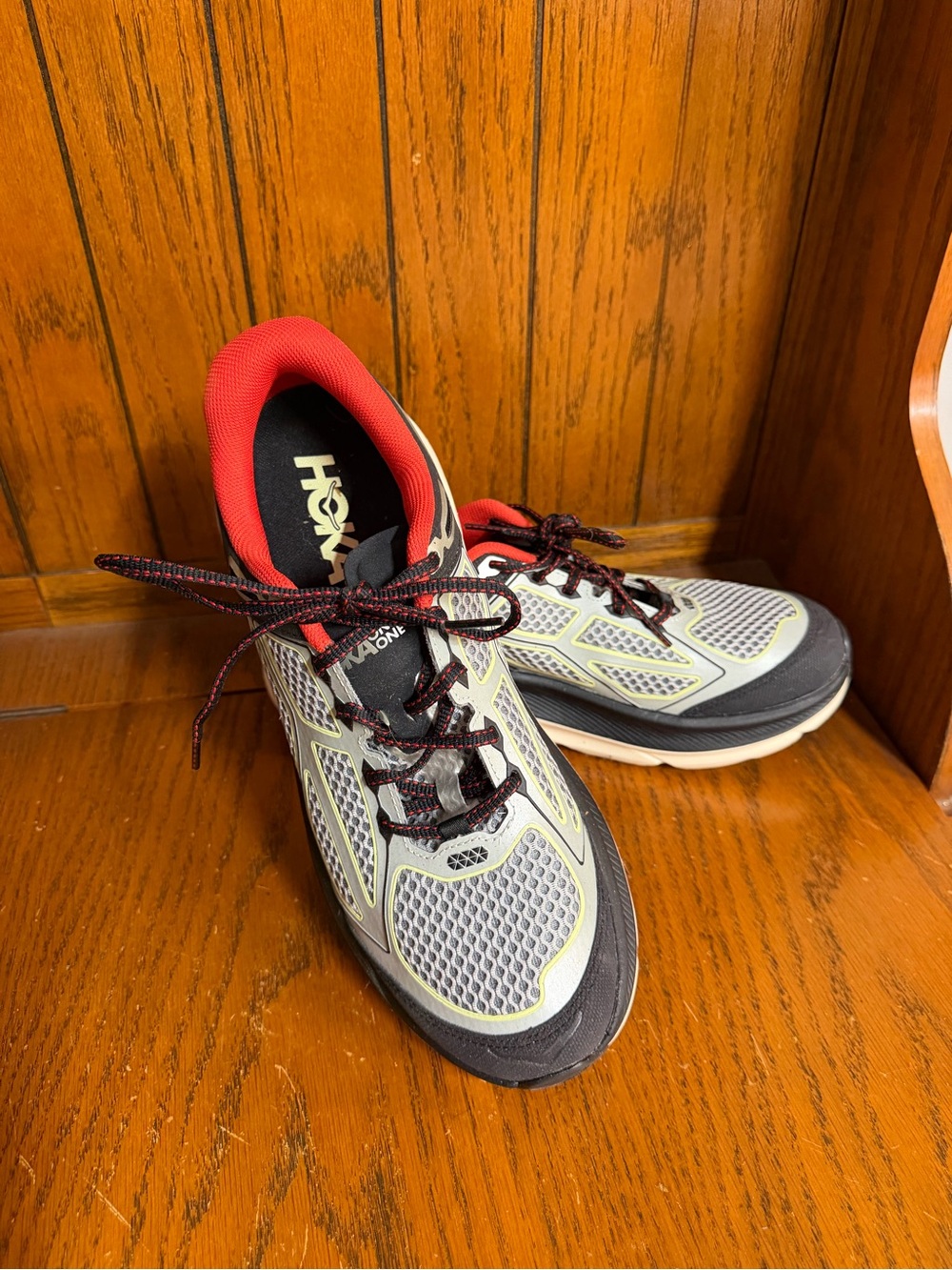 Brand new Hoka One One Men's Athletic Shoes in Gray, Black and Red